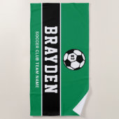 Donkergroene Voetbalspeler Aangepaste Naam Strandlaken (Voorkant)