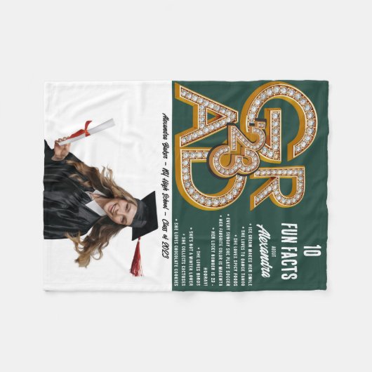 Donkergroene vun-feiten & foto 2023-Afstudeerder A Fleece Deken (Voorkant (Horizontaal))