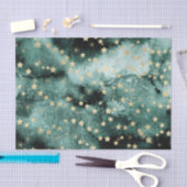 Donkergroene waterkleur met gouden sterren tissuepapier (Craft)
