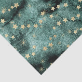 Donkergroene waterkleur met gouden sterren tissuepapier (Detail)