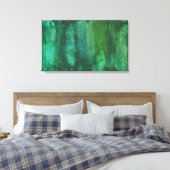 Donkergroene Waterverf Abstract Canvas Afdruk (Insitu (Slaapkamer))