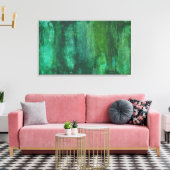 Donkergroene Waterverf Abstract Canvas Afdruk (Insitu (Woonkamer))