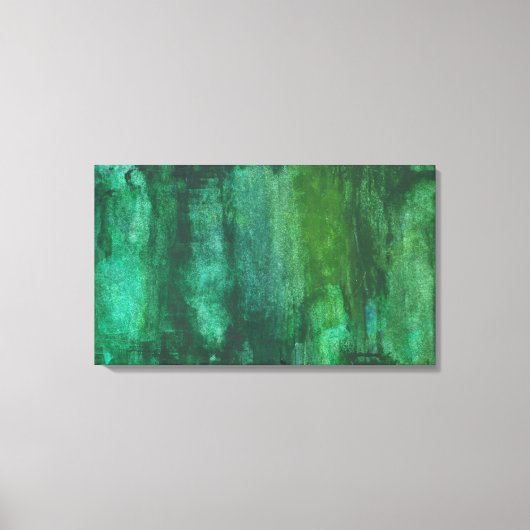 Donkergroene Waterverf Abstract Canvas Afdruk (Voorkant)