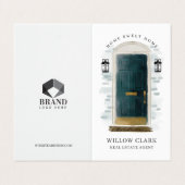 Donkergroene Waterverf Front Door Foto's & Dienste Visitekaartje (Buitenkant ongevouwen)