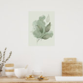 Donkergroene Waterverf Leaf Poster (Keuken)