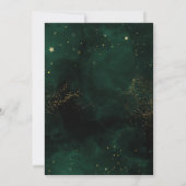 Donkergroene Waterverf Magical Gold Wedding Kaart (Achterkant)