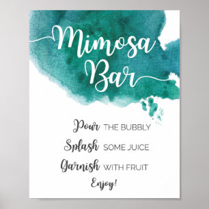 Donkergroene Waterverf Mimosa Bar, teken Poster