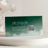 Donkergroene Waterverf Moderne bruiloft RSVP QR Informatiekaartje