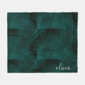 Donkergroene waterverf monogram naam fleece deken (Voorkant (Horizontaal))