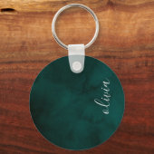 Donkergroene Waterverf monogram Sleutelhanger (Voorkant)