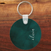 Donkergroene Waterverf Monogram Sleutelhanger – Pe (Achterkant)