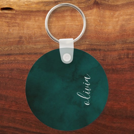 Donkergroene Waterverf Monogram Sleutelhanger – Pe (Achterkant)