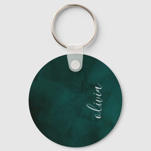 Donkergroene Waterverf Monogram Sleutelhanger – Pe (Achterkant)