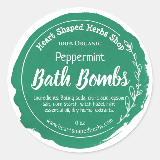 Donkergroene Waterverf pepermunt badbom Ronde Sticker (Voorkant)