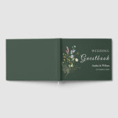 Donkergroene Waterverf Wildflower thema Weddenscha Gastenboek (Volledig)