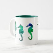 Donkergroene Waterverf Zeepaardjes Tweekleurige Koffiemok (Voorkant links)
