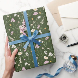 Donkergroene weide cadeaupapier