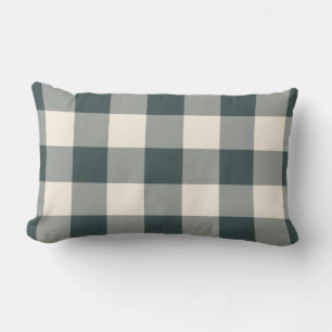 Donkergroene witgeruite gingham patroon geruit kussen