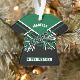 Donkergroene, witte en zwarte Cheerleader Ornament