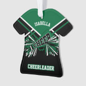 Donkergroene, witte en zwarte Cheerleader Ornament (voorkant)