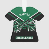 Donkergroene, witte en zwarte Cheerleader Ornament (achterkant)