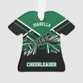 Donkergroene, witte en zwarte Cheerleader Ornament (voorkant)