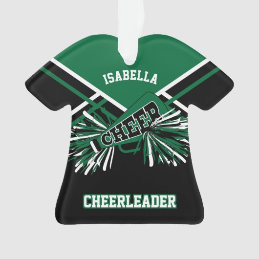 Donkergroene, witte en zwarte Cheerleader Ornament (voorkant)