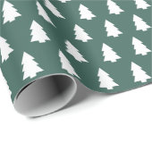 Donkergroene witte kerstboom patroon cadeaupapier (Rol Hoek)