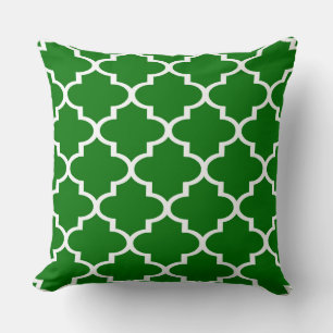 Donkergroene witte Quatrefoil Lattice Pillow Kussen