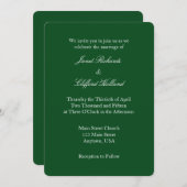 Donkergroene witte vlek Eenvoudige huwelijksuitnod Kaart (Voorkant / Achterkant)