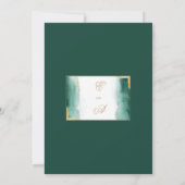 Donkergroene witte waterverf goudglitter bruiloft kaart (Achterkant)