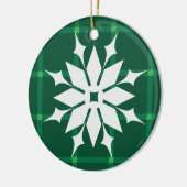 Donkergroene zandwintersnede feestdagen sneeuwvlok keramisch ornament (Links)