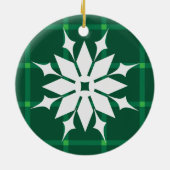 Donkergroene zandwintersnede feestdagen sneeuwvlok keramisch ornament (Achterkant)