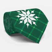 Donkergroene zandwintersnede feestdagen sneeuwvlok stropdas (Opgerold)
