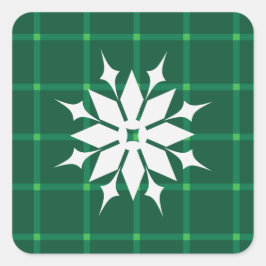 Donkergroene zandwintersnede feestdagen sneeuwvlok vierkante sticker