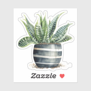 Donkergroene Zebra Haworthia Plant Vinyl Stickers