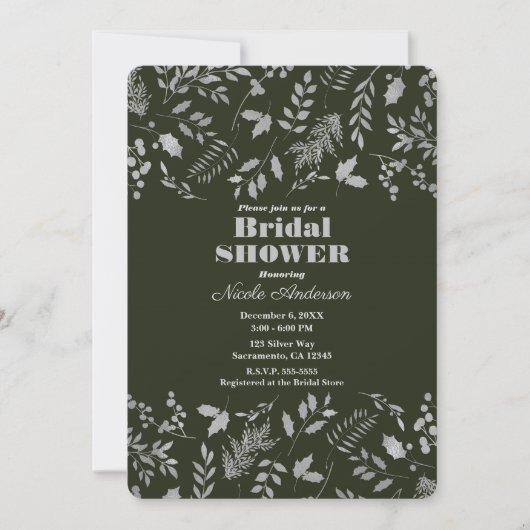 Donkergroene zilver laat botanisch Vrijgezellenfee Kaart (Voorkant)