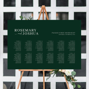 Donkergroene zitplaatskaart Vind je stoel 12 Tafel Poster