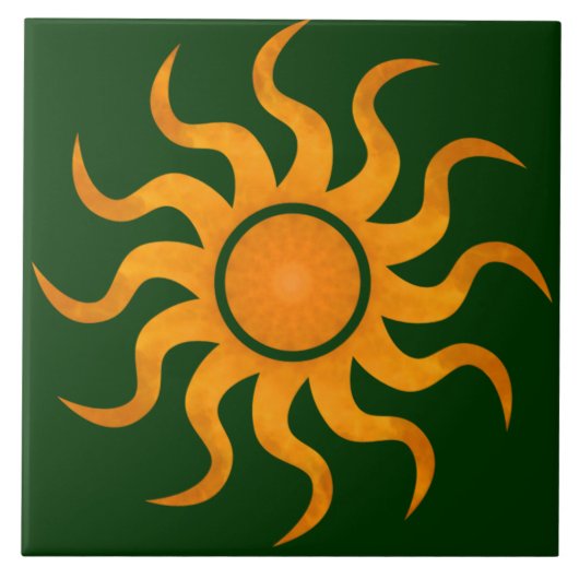 Donkergroene zon Tegel Tegeltje (Voorkant)