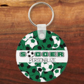 Donkergroene, zwarte en witte Voetbal Sport Sleutelhanger (Voorkant)