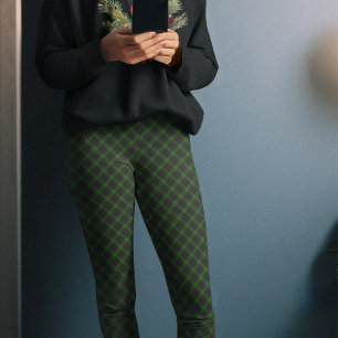 Donkergroene zwarte geruite kerstpyjama broek leggings