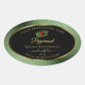 Donkergroene zwarte Glitter-productlabels Ladybug Ovale Sticker (Voorkant)