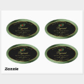 Donkergroene zwarte Glitter-productlabels Ladybug Ovale Sticker (Vel)