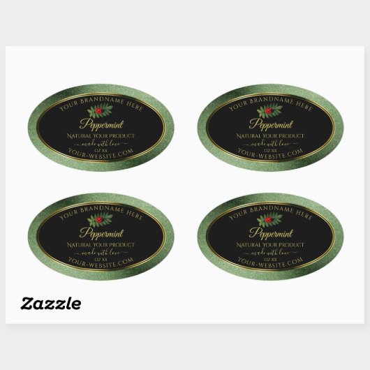 Donkergroene zwarte Glitter-productlabels Ladybug Ovale Sticker (Vel)