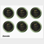 Donkergroene zwarte Glitter-productlabels Ladybug Ronde Sticker (Vel)