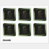 Donkergroene zwarte Glitter-productlabels Ladybug Vierkante Sticker (Vel)