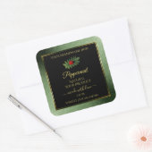 Donkergroene zwarte Glitter-productlabels Ladybug Vierkante Sticker (Envelop)