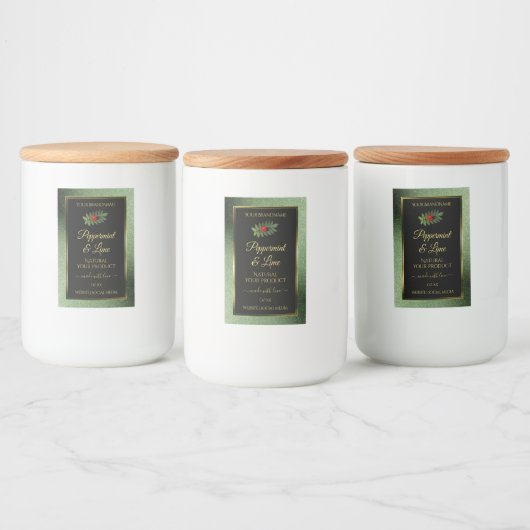 Donkergroene zwarte Glitter-productlabels Ladybug Voedselcontainer Etiket (Flessen)