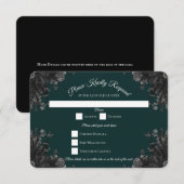 Donkergroene zwarte gotische Rozen bruiloft Kaart (Voorkant / Achterkant)