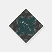 Donkergroene zwarte gotische Rozen bruiloft Servet (Hoek)